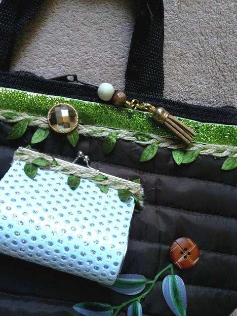 麻ライン&ラメレース◆ トートバッグ がま口 コインケース < 女性ファッション  麻ライン&ラメレース◆ トートバッグ がま口 コインケース < 女性ファッションの