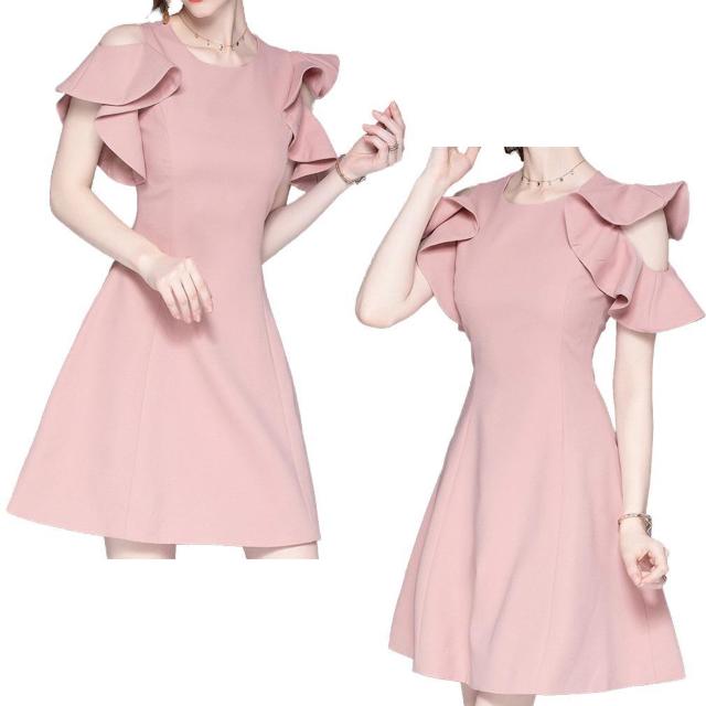 新品上品でセクシー 肩出し半袖ワンピース ピンク #S #L < 女性ファッション 新品上品でセクシー 肩出し半袖ワンピース ピンク #S #L < 女性ファッションの