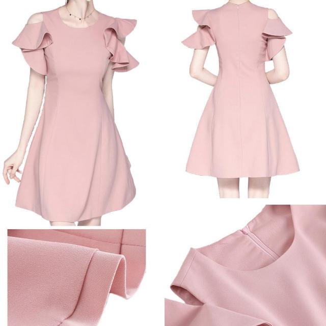 新品上品でセクシー 肩出し半袖ワンピース ピンク #S #L < 女性ファッション 新品上品でセクシー 肩出し半袖ワンピース ピンク #S #L < 女性ファッションの