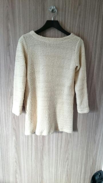 オフホワイト 金ラメ ミニワンピース チュニック ニット セーター 毛玉有り 使用感有り < 女性ファッション  オフホワイト 金ラメ ミニワンピース チュニック ニット セーター 毛玉有り 使用感有り < 女性ファッションの