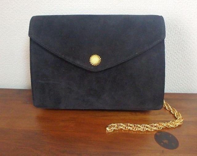 ◆スウェード ショルダーバッグ ブラック 中古品 < 女性ファッション  ◆スウェード ショルダーバッグ ブラック 中古品  < 女性ファッションの