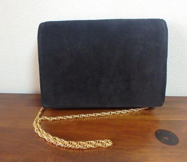 ◆スウェード ショルダーバッグ ブラック 中古品 < 女性ファッション  ◆スウェード ショルダーバッグ ブラック 中古品 < 女性ファッションの