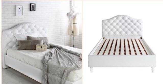 【送料無料】ベッドフレーム マットレス付き エレガント レザー プリンセスベッド 姫系 かわいい ホワイトセミダブル < インテリア/ライフ 【送料無料】ベッドフレーム マットレス付き エレガント レザー プリンセスベッド 姫系 かわいい ホワイトセミダブル < インテリア/ライフの