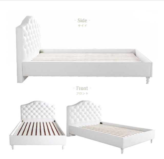 【送料無料】ベッドフレーム マットレス付き エレガント レザー プリンセスベッド 姫系 かわいい ホワイトセミダブル < インテリア/ライフ 【送料無料】ベッドフレーム マットレス付き エレガント レザー プリンセスベッド 姫系 かわいい ホワイトセミダブル < インテリア/ライフの