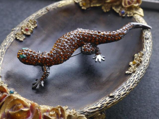 新品アンティーク調キラキラストーン蜥蜴とかげブローチ 大きめ  < 女性アクセサリー/時計  新品アンティーク調キラキラストーン蜥蜴とかげブローチ 大きめ  < 女性アクセサリー/時計の