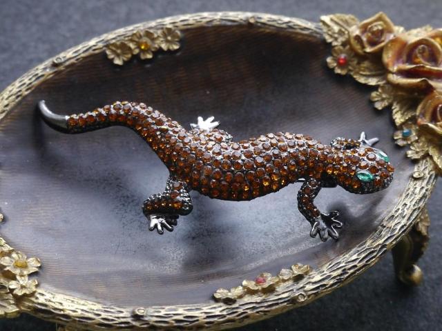 新品アンティーク調キラキラストーン蜥蜴とかげブローチ 大きめ  < 女性アクセサリー/時計  新品アンティーク調キラキラストーン蜥蜴とかげブローチ 大きめ  < 女性アクセサリー/時計の