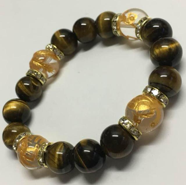 大粒タイガーアイ& 金 四神獣水晶13mm玉/商品管理番号T-10 < 男性アクセサリー/時計 大粒タイガーアイ& 金 四神獣水晶13mm玉/商品管理番号T-10 < 男性アクセサリー/時計の