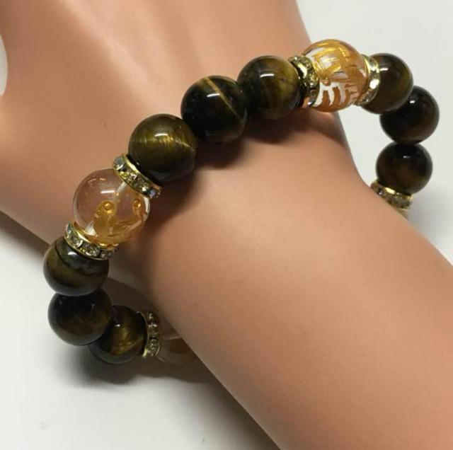 大粒タイガーアイ& 金 四神獣水晶13mm玉/商品管理番号T-10 < 男性アクセサリー/時計 大粒タイガーアイ& 金 四神獣水晶13mm玉/商品管理番号T-10 < 男性アクセサリー/時計の