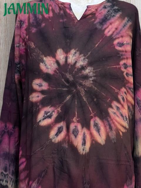 ぐるぐるタイダイクルタ ヒッピー アフリカン エスニック アジアン 長袖 < 男性ファッション ぐるぐるタイダイクルタ ヒッピー アフリカン エスニック アジアン 長袖 < 男性ファッションの