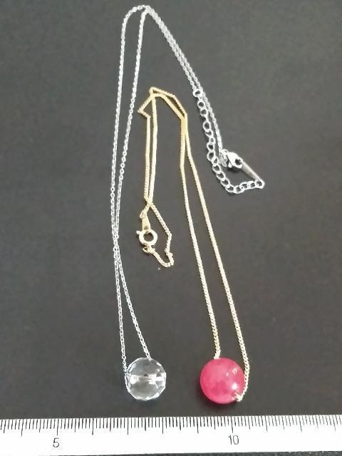 天然石一粒ペンダント☆二本セット 水晶と紅氷翡翠 < 女性アクセサリー/時計 天然石一粒ペンダント☆二本セット 水晶と紅氷翡翠 < 女性アクセサリー/時計の