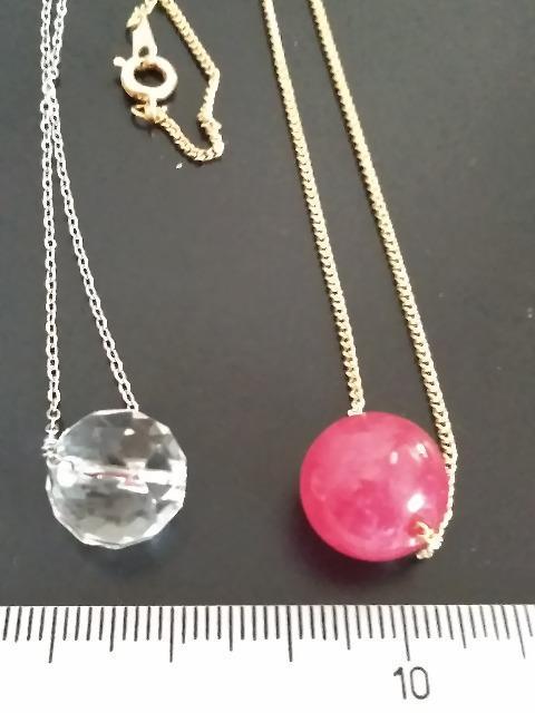 天然石一粒ペンダント☆二本セット 水晶と紅氷翡翠 < 女性アクセサリー/時計 天然石一粒ペンダント☆二本セット 水晶と紅氷翡翠 < 女性アクセサリー/時計の