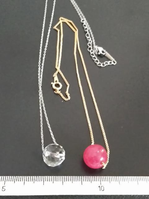 天然石一粒ペンダント☆二本セット 水晶と紅氷翡翠 < 女性アクセサリー/時計 天然石一粒ペンダント☆二本セット 水晶と紅氷翡翠 < 女性アクセサリー/時計の