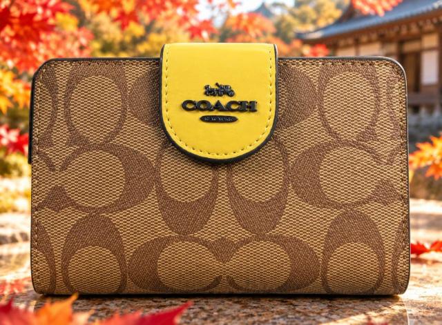 COACH コーチ シグネチャー 二つ折り財布 ミニ財布 黄色 イエロー 新品