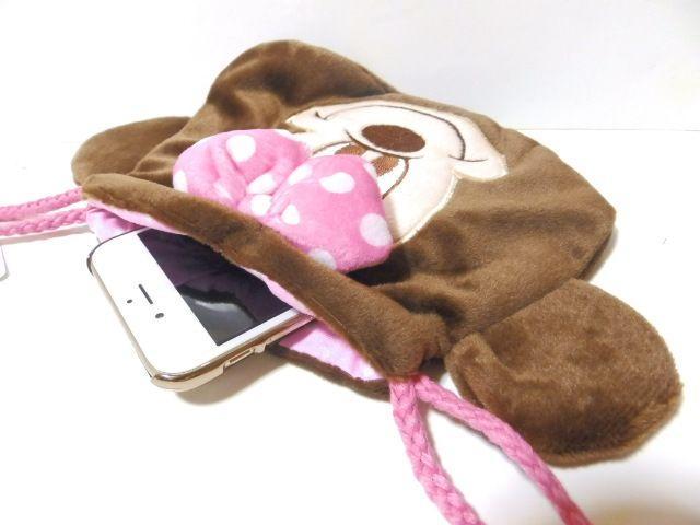 《New》ミニーマウス★ぬいぐるみ風フェイス型*ふわふわ・巾着袋 < 女性ファッション  《New》ミニーマウス★ぬいぐるみ風フェイス型*ふわふわ・巾着袋 < 女性ファッションの