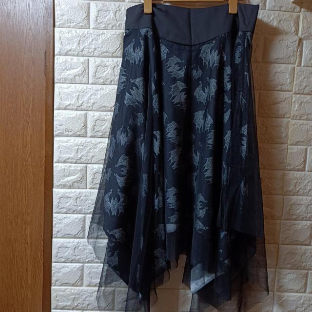 ROMWE★新品★バットプリネットレースアシメロンスカ/M < 女性ファッション  ROMWE★新品★バットプリネットレースアシメロンスカ/M < 女性ファッションの