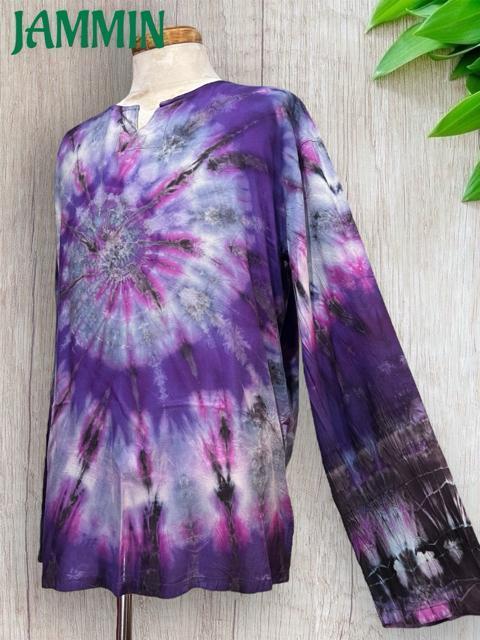 ぐるぐるタイダイクルタ サイケ ヒッピー エスニック アジアン 長袖 < 男性ファッション ぐるぐるタイダイクルタ サイケ ヒッピー エスニック アジアン 長袖 < 男性ファッションの