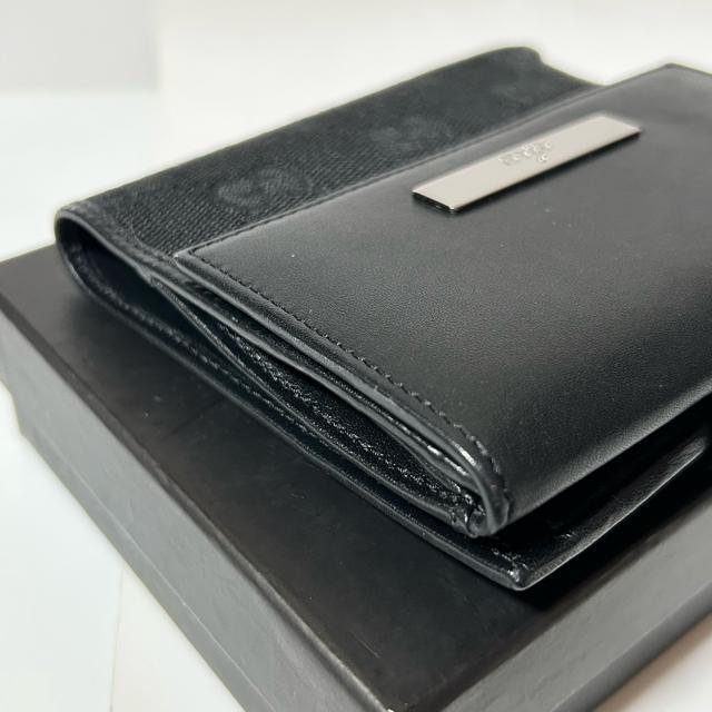 美品 GUCCI グッチ 二つ折り財布 05504 0959 GGキャンバス レザー ブラック < ブランド 美品 GUCCI グッチ 二つ折り財布 05504 0959 GGキャンバス レザー ブラック < ブランドの