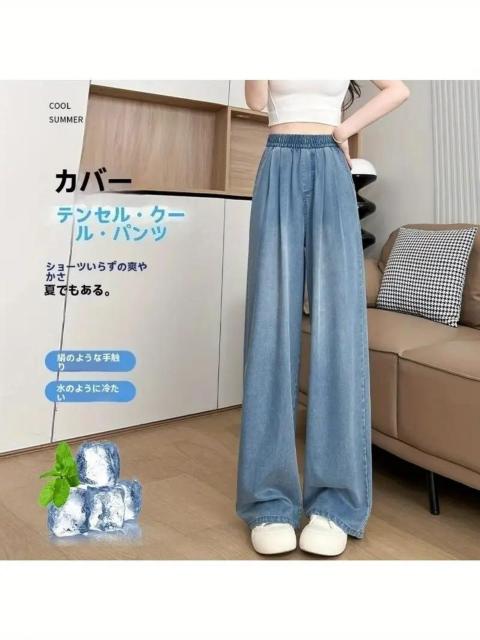 爆ヤス価格2890円★レディース デニムワイドパンツ 夏用 涼感 通気性 ストレッチウエスト日本サイズM青 < 女性ファッション 爆ヤス価格2890円★レディース デニムワイドパンツ 夏用 涼感 通気性 ストレッチウエスト日本サイズM青 < 女性ファッションの
