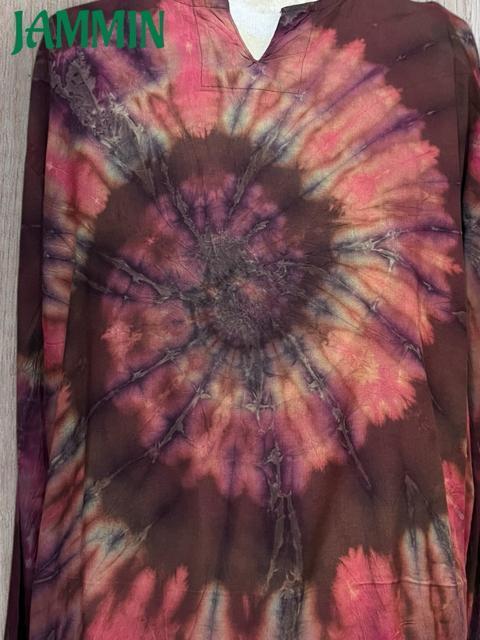 ぐるぐるタイダイクルタ アフリカン ヒッピー エスニック アジアン 長袖 < 男性ファッション ぐるぐるタイダイクルタ アフリカン ヒッピー エスニック アジアン 長袖 < 男性ファッションの