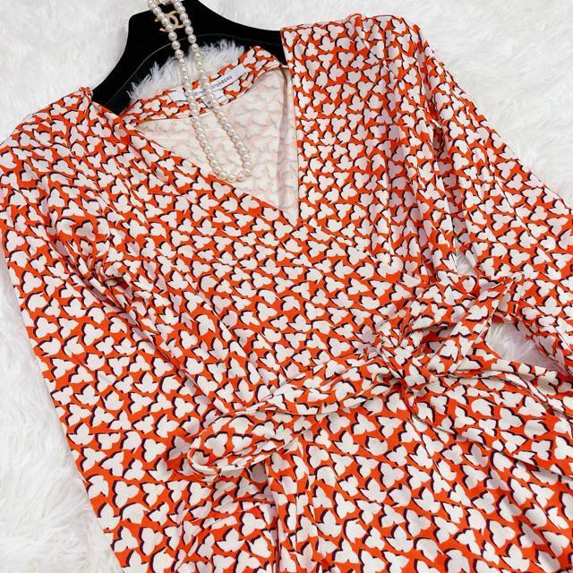美品 ダイアンフォンファステンバーグ 総柄 七分袖 ラップワンピース セレブ < 女性ファッション  美品 ダイアンフォンファステンバーグ 総柄 七分袖 ラップワンピース セレブ < 女性ファッションの