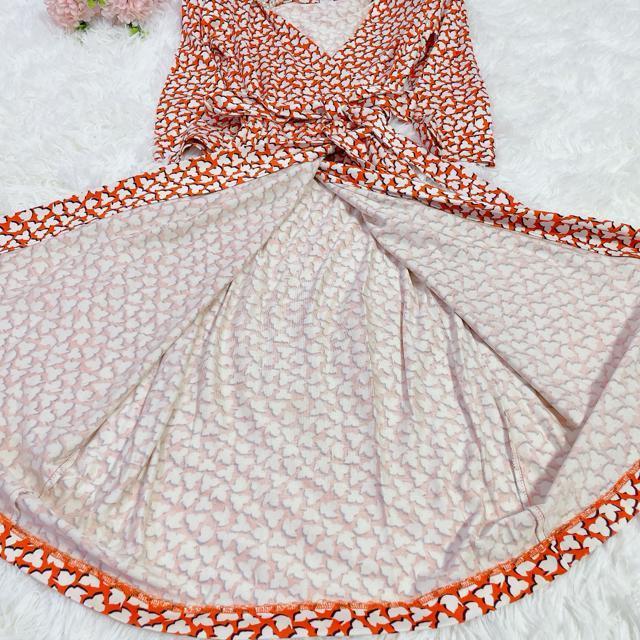美品 ダイアンフォンファステンバーグ 総柄 七分袖 ラップワンピース セレブ < 女性ファッション  美品 ダイアンフォンファステンバーグ 総柄 七分袖 ラップワンピース セレブ < 女性ファッションの