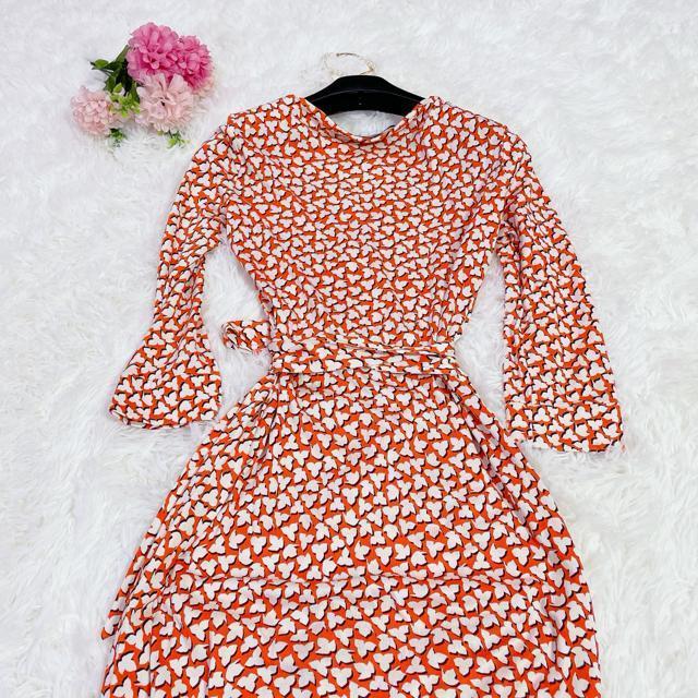 美品 ダイアンフォンファステンバーグ 総柄 七分袖 ラップワンピース セレブ < 女性ファッション  美品 ダイアンフォンファステンバーグ 総柄 七分袖 ラップワンピース セレブ < 女性ファッションの
