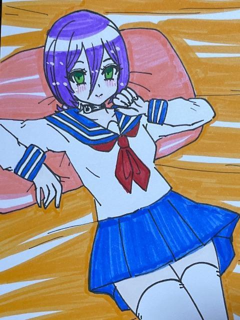 自作イラスト チェンソーマン レゼ ハガキサイズ 制服セーラー服コスプレG < アニメ/コミック/キャラクター 自作イラスト チェンソーマン レゼ ハガキサイズ 制服セーラー服コスプレG < アニメ/コミック/キャラクターの