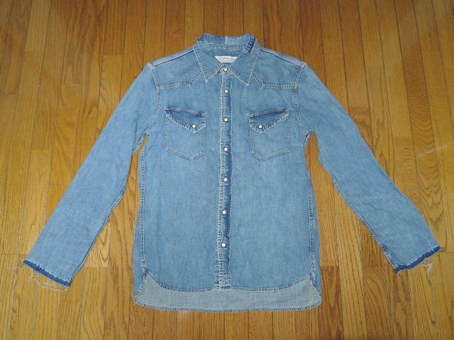 REMI RELIEF レミレリーフ ペイント加工 ウエスタン デニムシャツ XL インディゴ 長袖シャツ DENIM SHIRT < ブランド REMI RELIEF レミレリーフ ペイント加工 ウエスタン デニムシャツ XL インディゴ 長袖シャツ DENIM SHIRT < ブランドの