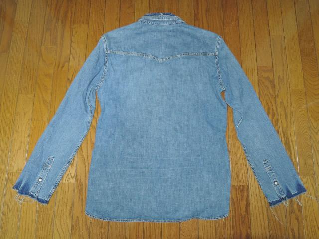 REMI RELIEF レミレリーフ ペイント加工 ウエスタン デニムシャツ XL インディゴ 長袖シャツ DENIM SHIRT < ブランド REMI RELIEF レミレリーフ ペイント加工 ウエスタン デニムシャツ XL インディゴ 長袖シャツ DENIM SHIRT < ブランドの