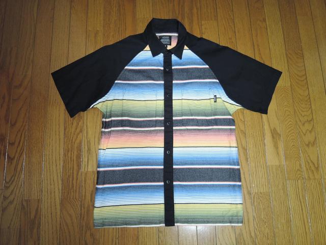 CRIMIE クライミー ボーダー柄シャツ M 黒 マルチカラー 半袖シャツ ボーリング SHIRT < ブランド CRIMIE クライミー ボーダー柄シャツ M 黒 マルチカラー 半袖シャツ ボーリング SHIRT < ブランドの