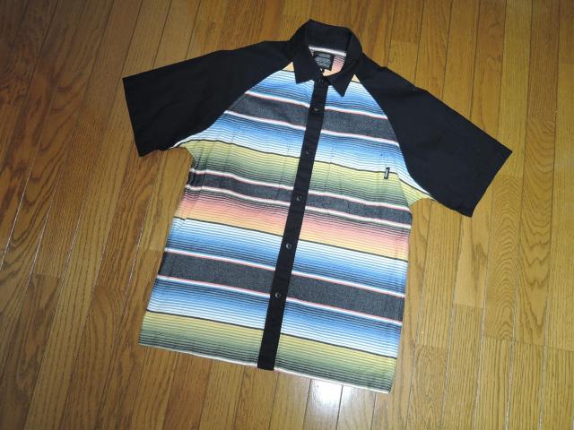 CRIMIE クライミー ボーダー柄シャツ M 黒 マルチカラー 半袖シャツ ボーリング SHIRT < ブランド CRIMIE クライミー ボーダー柄シャツ M 黒 マルチカラー 半袖シャツ ボーリング SHIRT < ブランドの