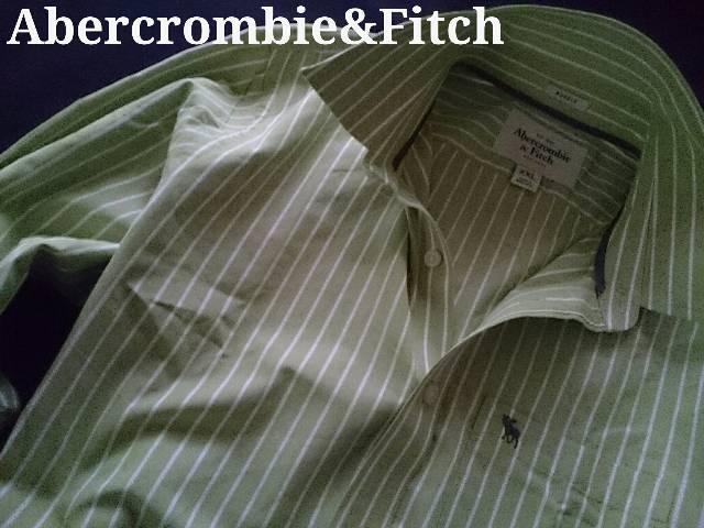 【Abercrombie & Fitch】アバクロ Washed ストライプシャツ XXL/Green < ブランド 【Abercrombie & Fitch】アバクロ Washed ストライプシャツ XXL/Green < ブランドの