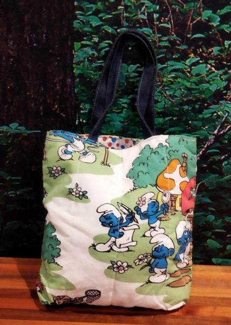 スマーフ 水玉 リバーシブル トートバッグ 中型 < 女性ファッション スマーフ 水玉 リバーシブル トートバッグ 中型 < 女性ファッションの