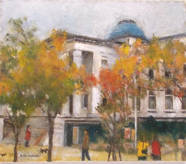 ★♪油彩画 金山ヒロシ【中之島図書館】『F10号』新額付き★冬木立の明治の近代建築 < ホビー ★♪油彩画 金山ヒロシ【中之島図書館】『F10号』新額付き★冬木立の明治の近代建築 < ホビーの