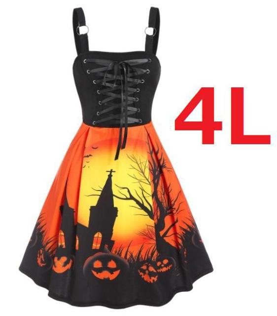 新品 大きいサイズ(3L〜)4L 可愛いハロウィンドレスワンピース < 女性ファッション  新品 大きいサイズ(3L〜)4L 可愛いハロウィンドレスワンピース  < 女性ファッションの