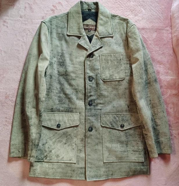 お洒落☆グレージュベージュ黒タイダイひび割れ風ヴィンテージ加工★イケおじお兄系カッコよ♪牛本革テーラードカラー長袖レザージャケット < 男性ファッション  お洒落☆グレージュベージュ黒タイダイひび割れ風ヴィンテージ加工★イケおじお兄系カッコよ♪牛本革テーラードカラー長袖レザージャケット  < 男性ファッションの