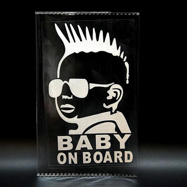 モヒカンベビー カーステッカー シルバー Baby in car カッティングシール Baby On Board 車用ステッカー < 自動車/バイク モヒカンベビー カーステッカー シルバー Baby in car カッティングシール Baby On Board 車用ステッカー < 自動車/バイク