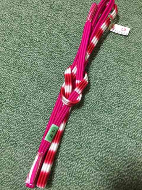 帯締め 三本一体 濃ピンク×赤×白 正絹 < 女性ファッション  帯締め 三本一体 濃ピンク×赤×白 正絹  < 女性ファッションの