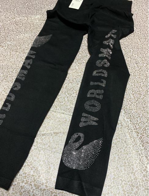 レギンス  スパッツ キラキララインストーン付き スワン柄 ブラック 大きいサイズ < 女性ファッション  レギンス  スパッツ キラキララインストーン付き スワン柄 ブラック 大きいサイズ < 女性ファッションの