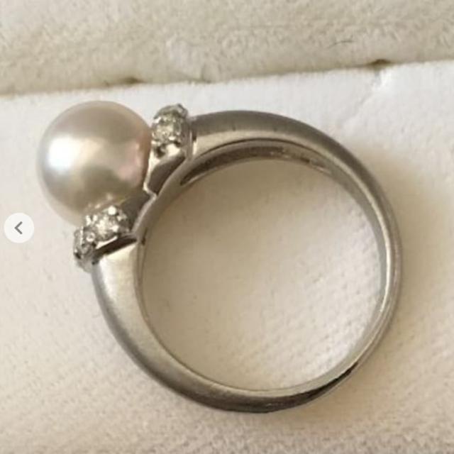プラチナパールリング あこや真珠 デザイナーズ一点物 燻し銀色 ダイヤモンド < 女性アクセサリー/時計 プラチナパールリング あこや真珠 デザイナーズ一点物 燻し銀色 ダイヤモンド < 女性アクセサリー/時計の