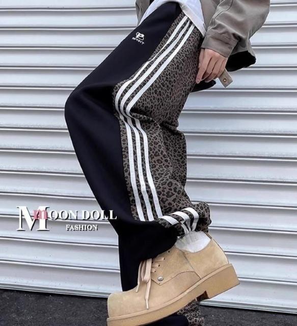 〜3L4L*BACKレオパード切替3本線裏起毛スウェットパンツ* < 女性ファッション 〜3L4L*BACKレオパード切替3本線裏起毛スウェットパンツ* < 女性ファッションの