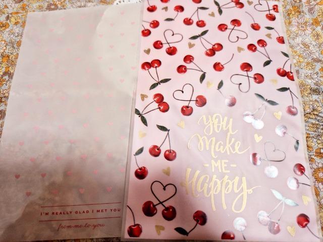 お裾分け☆ハートとさくらんぼ柄ラッピングバック2枚☆ < インテリア/ライフ お裾分け☆ハートとさくらんぼ柄ラッピングバック2枚☆ < インテリア/ライフの