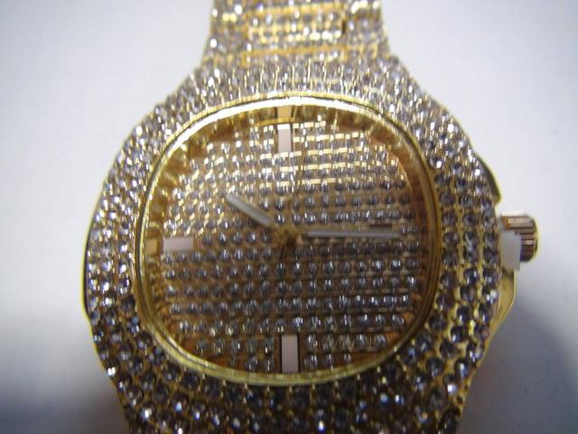 超豪華! HIPHOP ラッパー ブリング腕時計 (ゴールド)!。 < 男性アクセサリー/時計  超豪華! HIPHOP ラッパー ブリング腕時計 (ゴールド)!。 < 男性アクセサリー/時計の