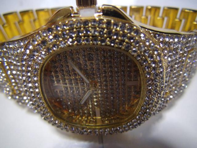 超豪華! HIPHOP ラッパー ブリング腕時計 (ゴールド)!。 < 男性アクセサリー/時計  超豪華! HIPHOP ラッパー ブリング腕時計 (ゴールド)!。 < 男性アクセサリー/時計の