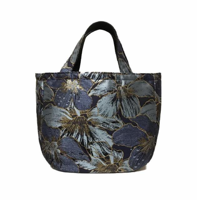 hハンドメイド〓ラメgold箔ライン〓花柄ネイビー手提げバック□ < 女性ファッション hハンドメイド〓ラメgold箔ライン〓花柄ネイビー手提げバック□ < 女性ファッションの