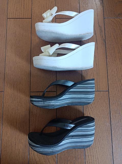 足長ビーチサンダル2足セット★役立つ白黒★美脚足長&身長アップ★安定ウエッジサンダル★ < 女性ファッション 足長ビーチサンダル2足セット★役立つ白黒★美脚足長&身長アップ★安定ウエッジサンダル★ < 女性ファッションの