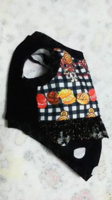 ハンドメイド*ヒスミニTシャツ*マカロン柄・黒・フリル・ドット・犬用*S < ペット/手芸/園芸  ハンドメイド*ヒスミニTシャツ*マカロン柄・黒・フリル・ドット・犬用*S < ペット/手芸/園芸の