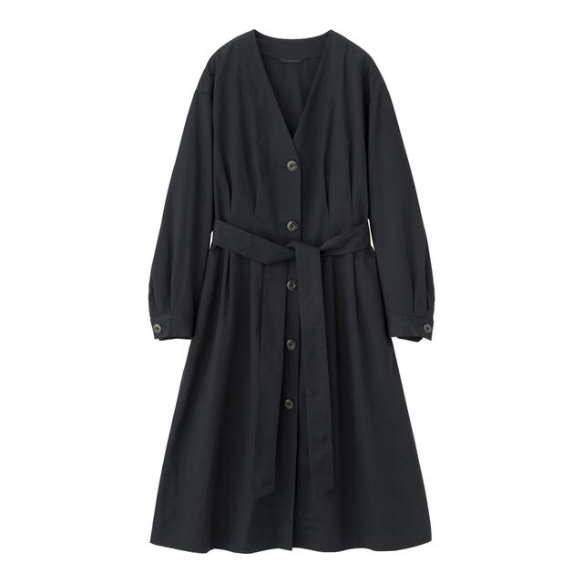 GUフロントボタンノーカラーコートネイビー紺色NAVYワンピース < ブランド GUフロントボタンノーカラーコートネイビー紺色NAVYワンピース < ブランドの