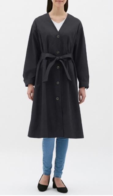 GUフロントボタンノーカラーコートネイビー紺色NAVYワンピース < ブランド GUフロントボタンノーカラーコートネイビー紺色NAVYワンピース < ブランドの