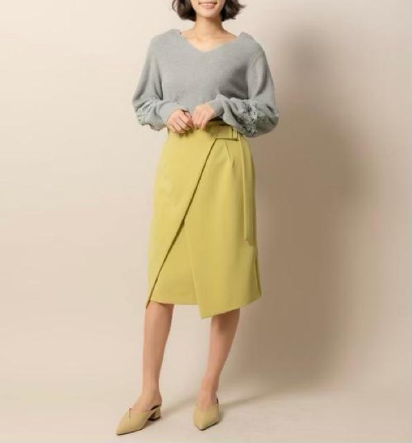 定価14,300円●TONALトーナル●ハイウエストスリットタイトスカート●黄色イエロー●38 S M < 女性ファッション  定価14,300円●TONALトーナル●ハイウエストスリットタイトスカート●黄色イエロー●38 S M < 女性ファッションの